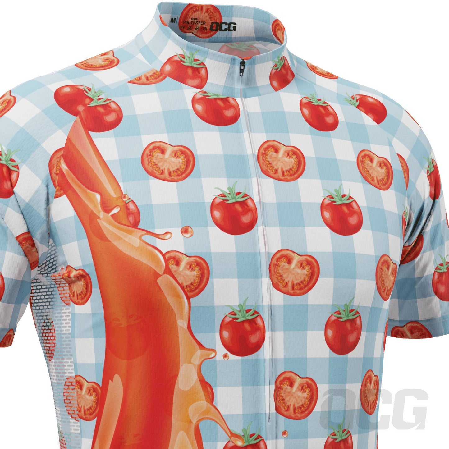 Men's Tomato Sauce Table Cloth Short Sleeve Cycling Jersey