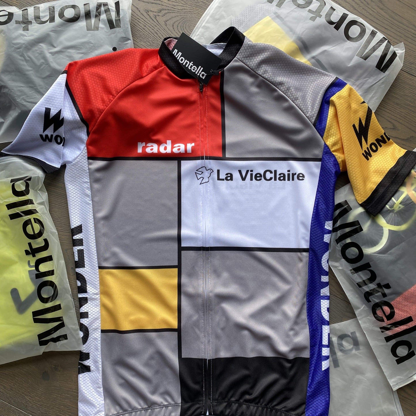 Men's Retro 1985 La Vie Claire Piet Mondrian Cycling Jersey