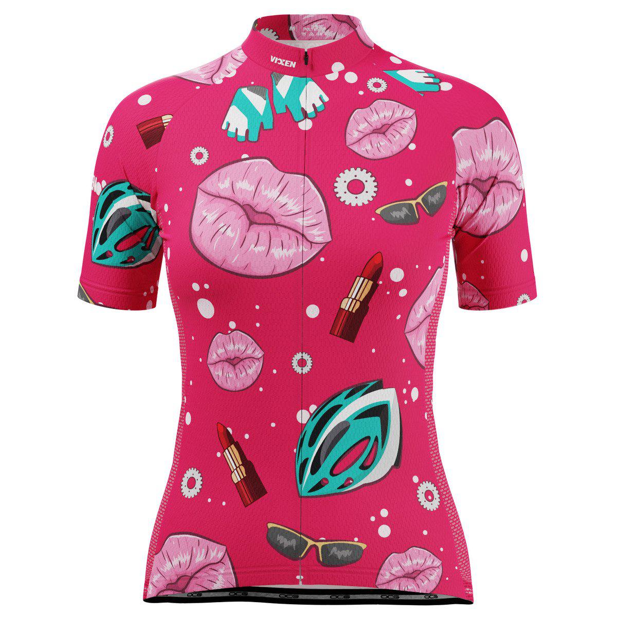 Women's Lipstick and Gears Short Sleeve Cycling Jersey