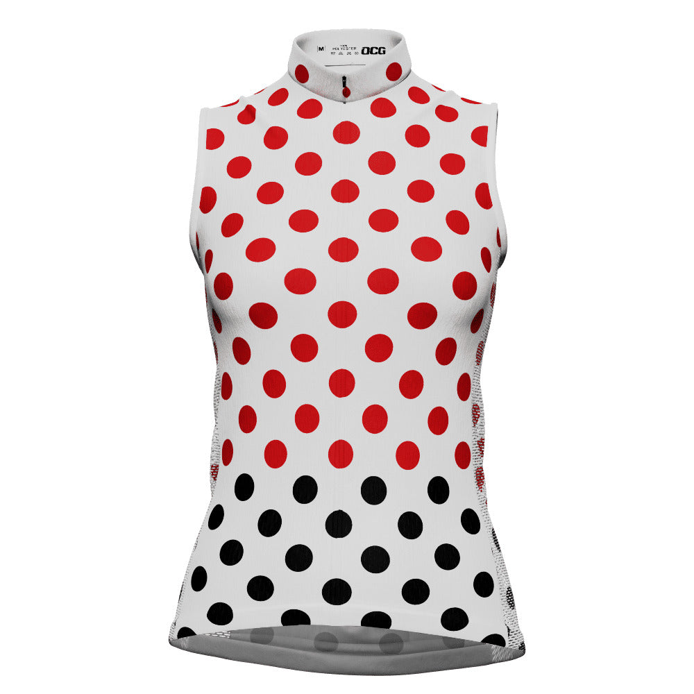Women's Polka Dots Sleeveless Tech Cycling Jersey