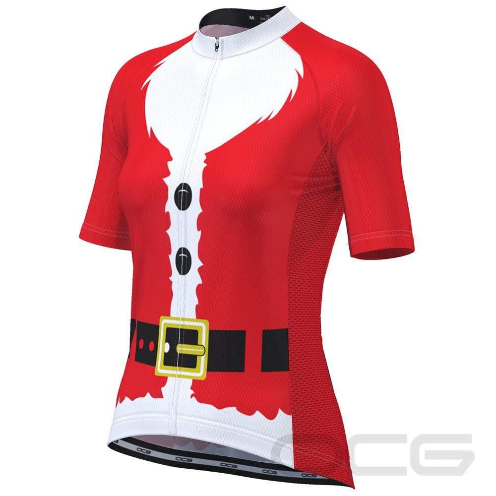 Women's Bearded Santa Claus Christmas Suit Short Sleeve Cycling Jersey