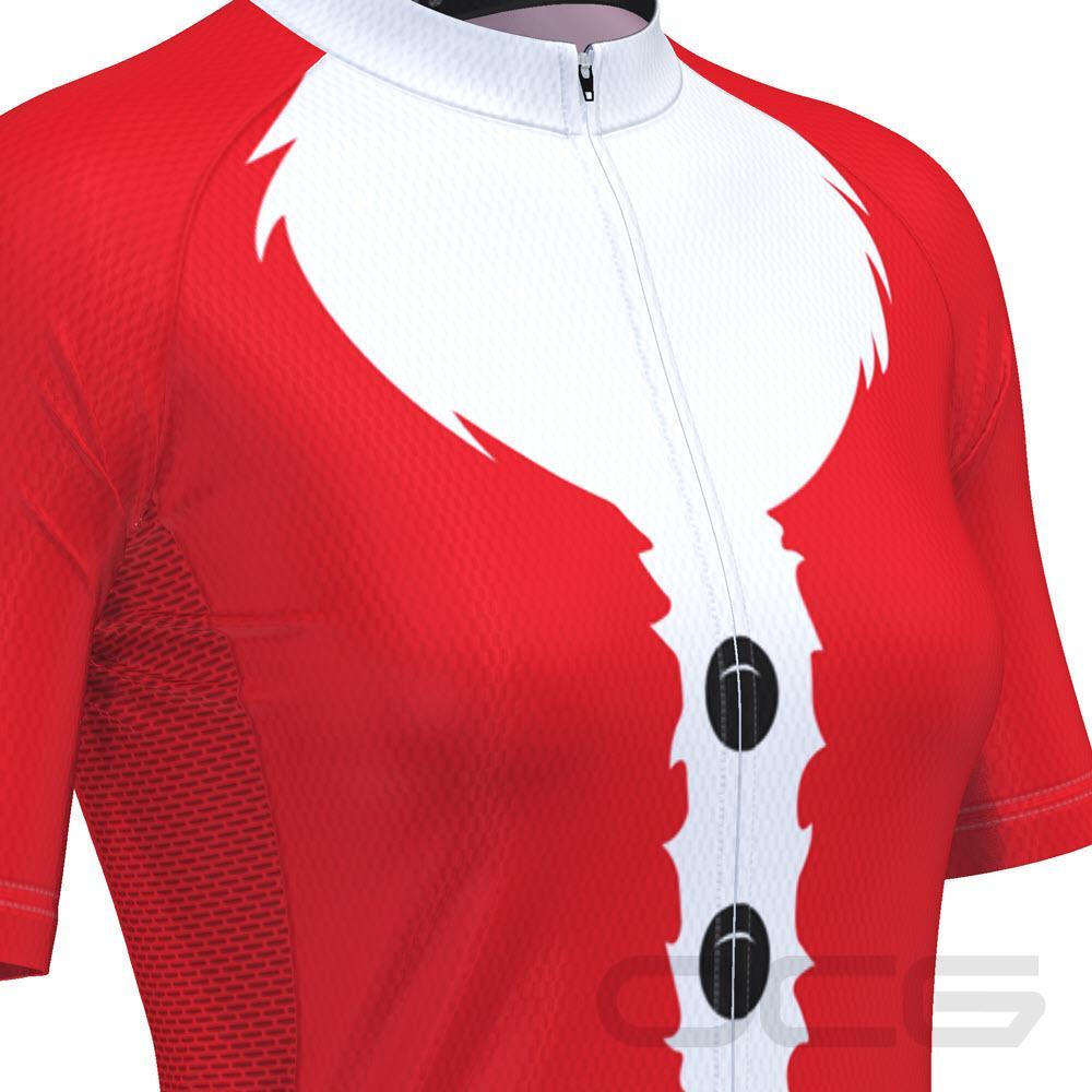 Women's Bearded Santa Claus Christmas Suit Short Sleeve Cycling Jersey