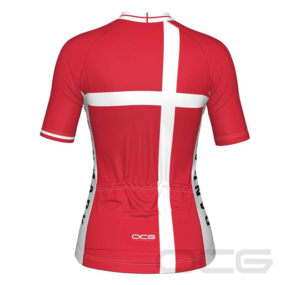 Women's Denmark National Flag Short Sleeve Cycling Jersey