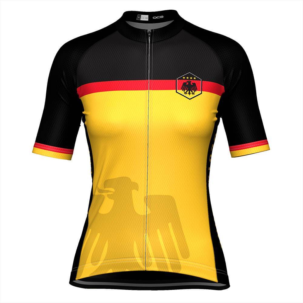 Women's Germany Deutschland National Flag Short Sleeve Cycling Jersey