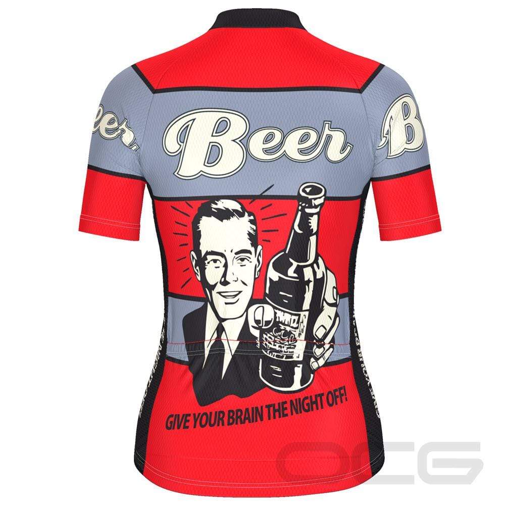 Women's Give Your Brain The Night Off Beer Short Sleeve Cycling Jersey