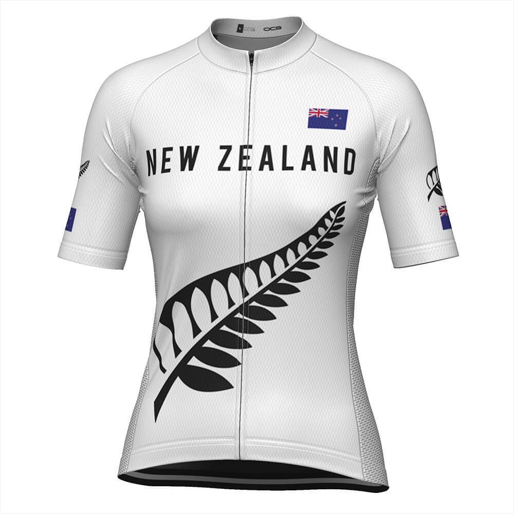 Women's New Zealand Silver Fern National Flag Short Sleeve Cycling Jersey
