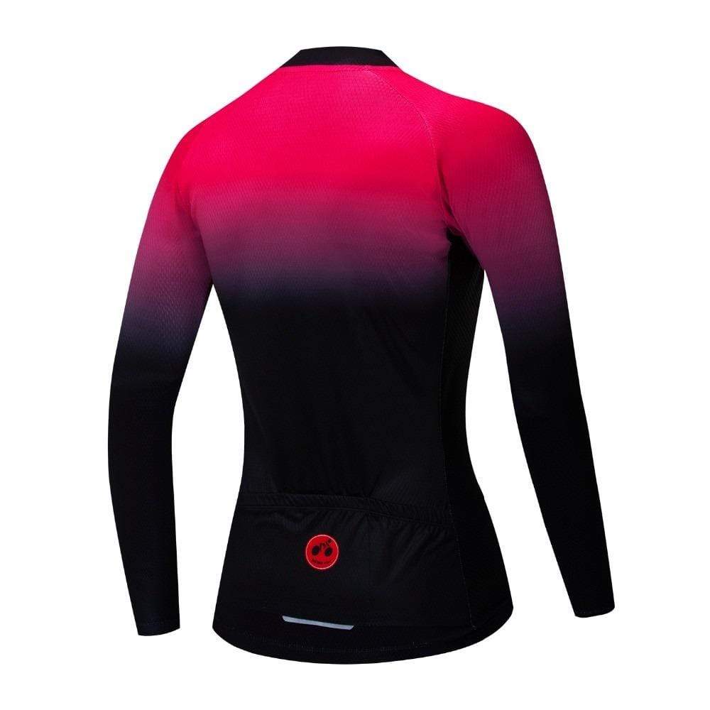Women's Pink Gradient Long Sleeve Cycling Jersey