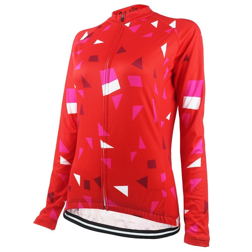 Women's Red Long Sleeve Cycling Jersey