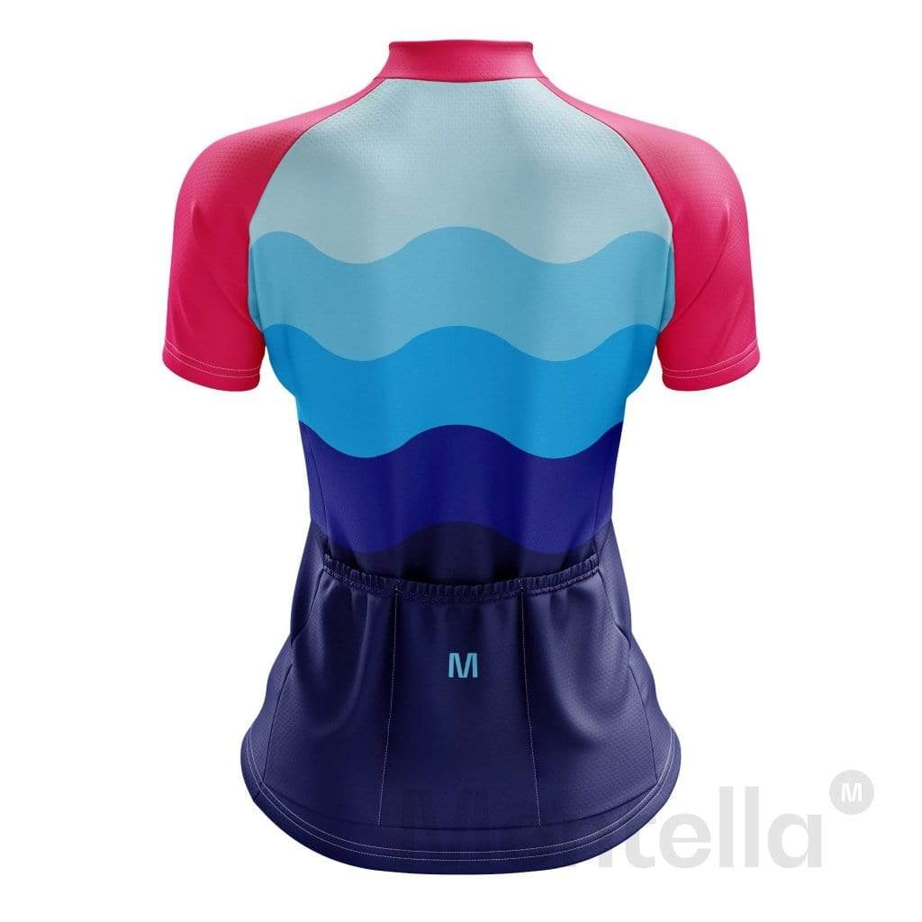 Women's Wavy Blue Cycling Jersey