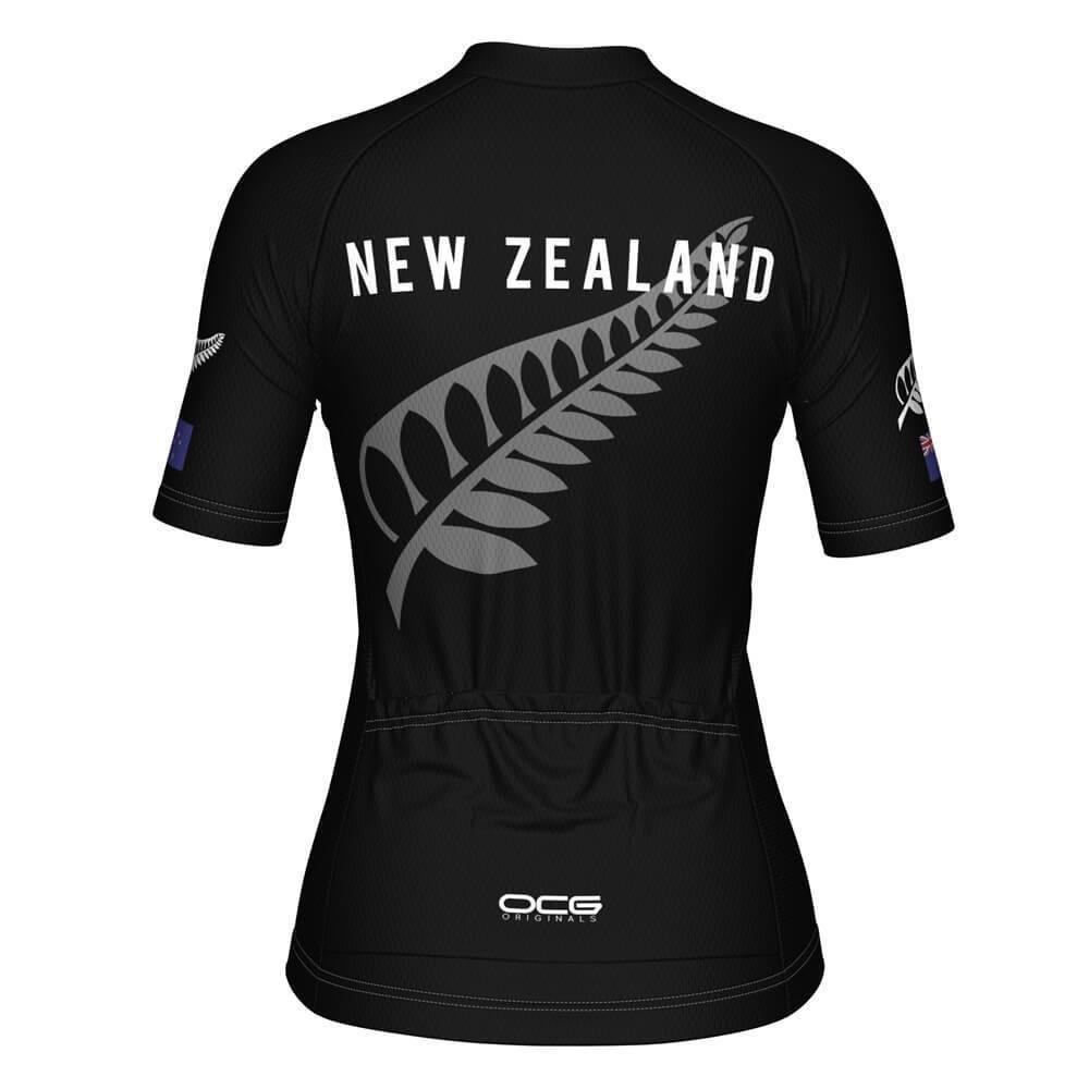 Women's New Zealand Silver Fern National Flag Short Sleeve Cycling Jersey