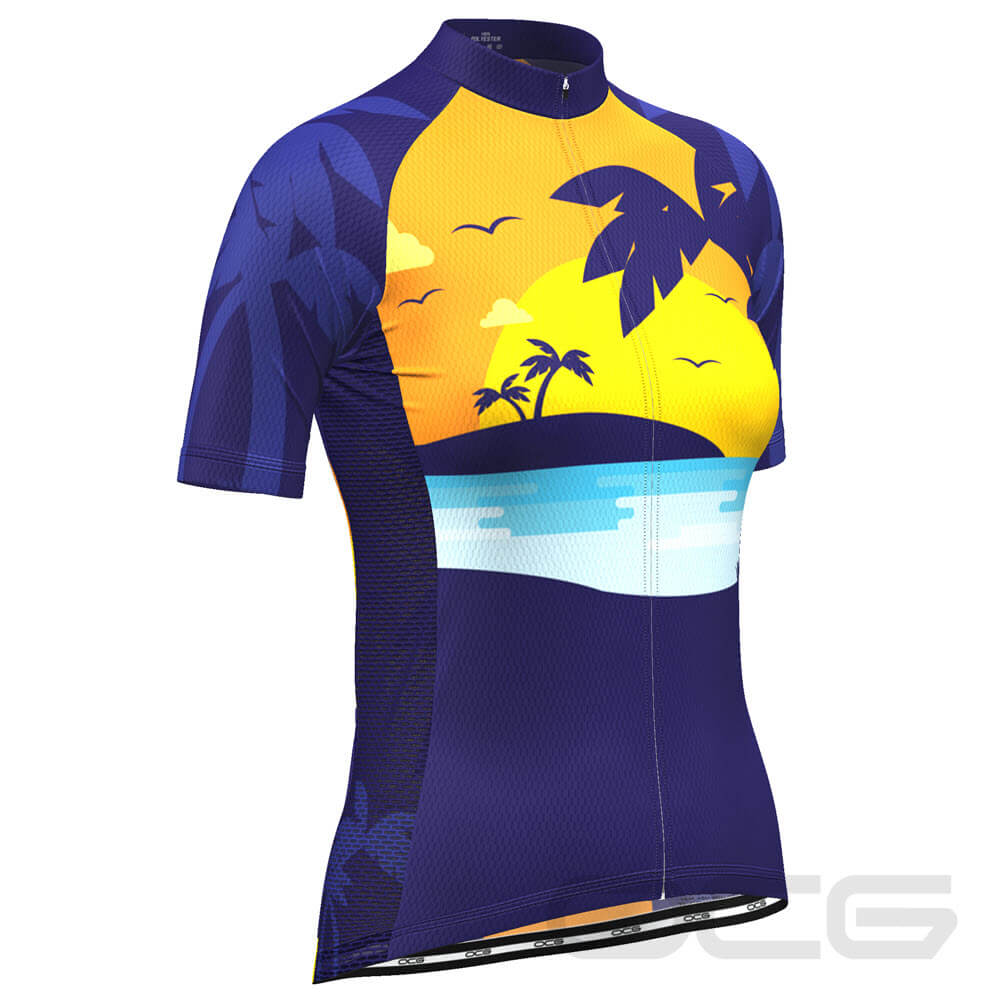 Women's Tropical Paradise Palm Short Sleeve Cycling Jersey