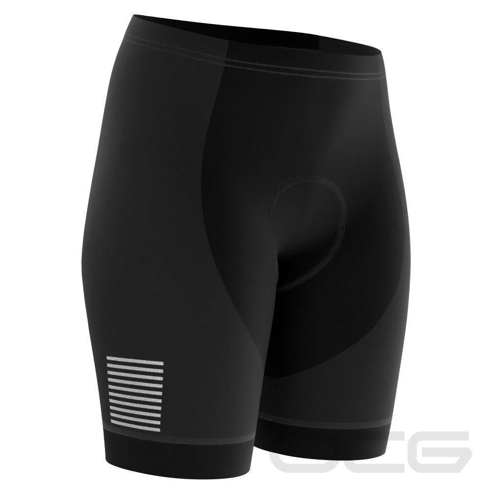 Women's Retro Four Stripe Black Gel Padded Cycling Shorts