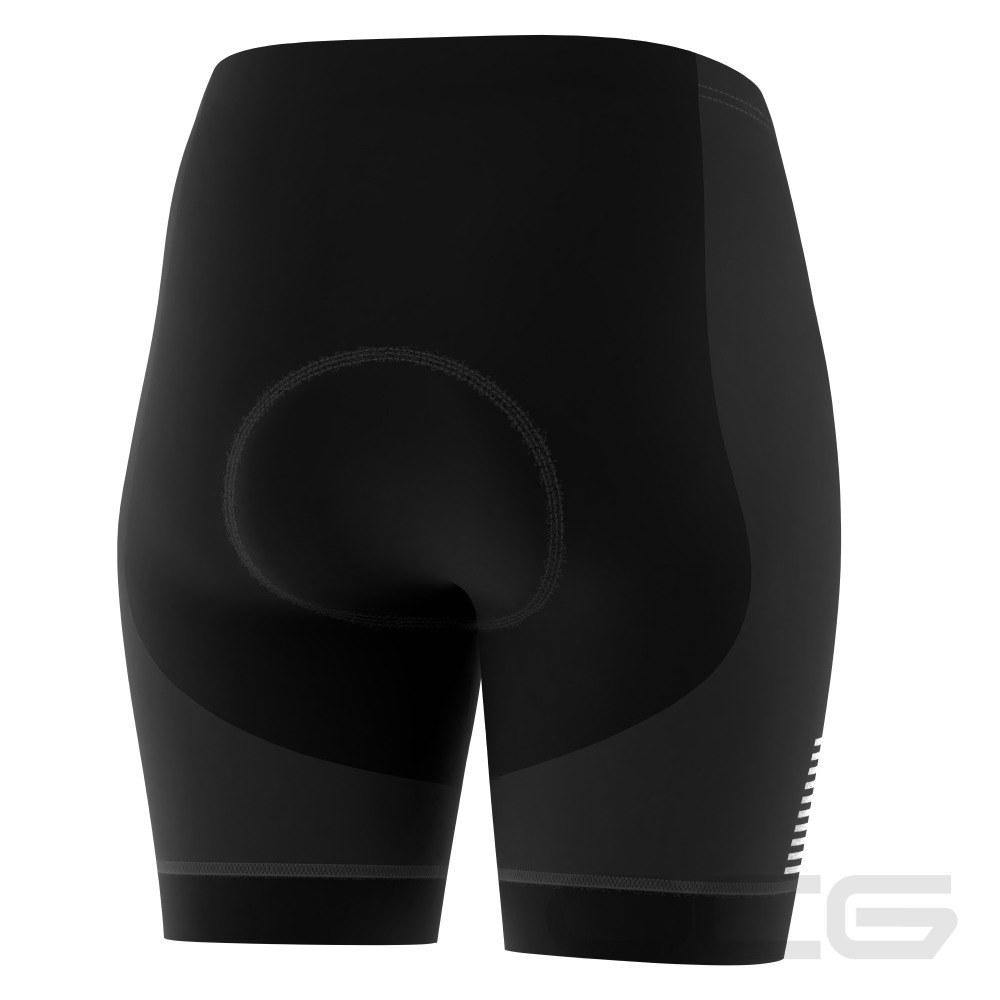 Women's Retro Four Stripe Black Gel Padded Cycling Shorts