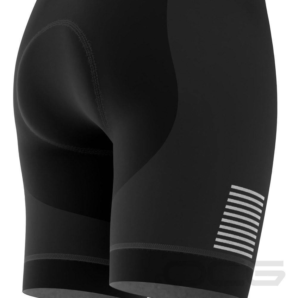 Women's Retro Four Stripe Black Gel Padded Cycling Shorts